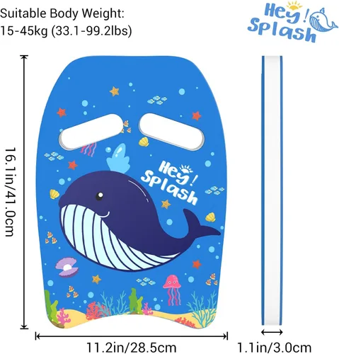 Miniatura 5 de HeySplash Tabla de natación para niños, tabla de natación con bonito patrón de ayuda de entrenamiento de natación para niños, equipos de ejercicio