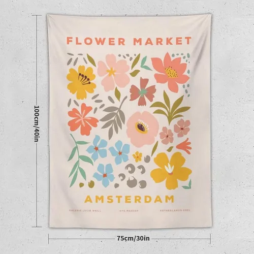 Miniatura 2 de Chordity Tapiz para colgar en la pared, diseño botánico danés de flores, para decoración del hogar, sala de estar, dormitorio universitario