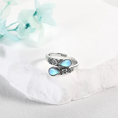 Miniatura 3 de Anillo para mujer de plata de ley, banda ajustable, anillos abiertos, regalos de joyería para niñas