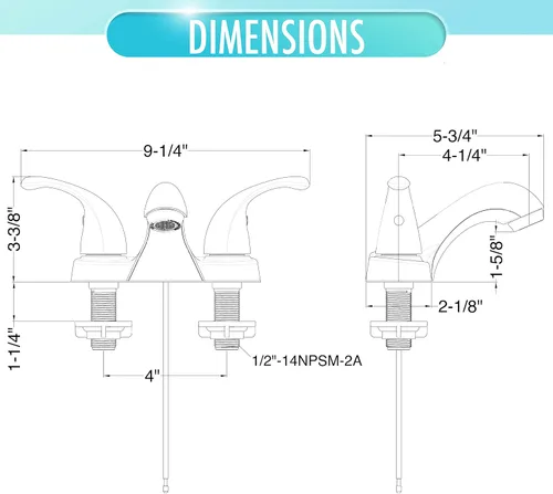 Miniatura 3 de Aqua Vista 15-B42WP-BN-AV - Grifo para lavabo de baño con dos asas, níquel cepillado