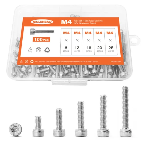 Miniatura 24 de Tornillos de cabeza hexagonal M3 x 0.157 in, 0.236 in, 0.315 in, 0.394 in, 0.472 in, acero inoxidable 304, máquina métrica totalmente roscada
