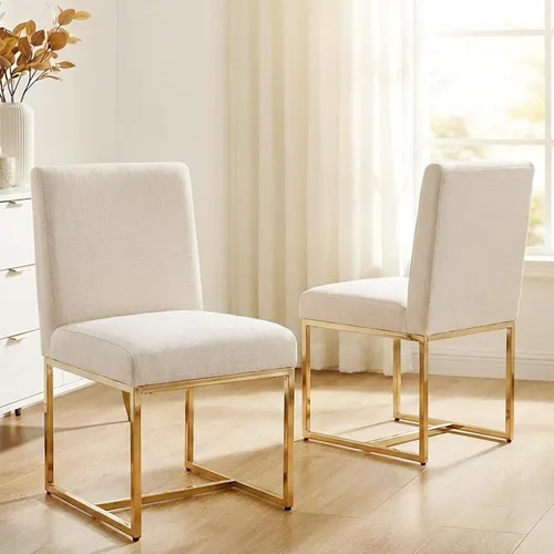Miniatura 27 de VESCASA Sillas de comedor tapizadas de piel sintética con marco de metal negro, silla de cocina acolchada moderna de mediados de siglo
