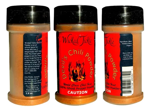 Miniatura 4 de Wicked Tickle Juego de regalo de chile en polvo, paquete de 4 – fantasma, fantasma ahumado, escorpión, sal de ajo habanero, botellas de 2 onzas