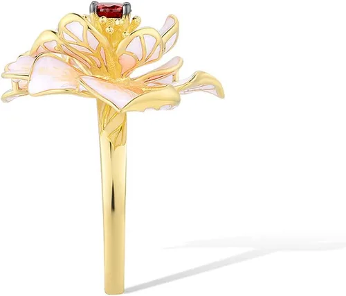 Miniatura 2 de Santuzza Anillo de plata de ley 925 con diseño de flores esmaltadas para mujer