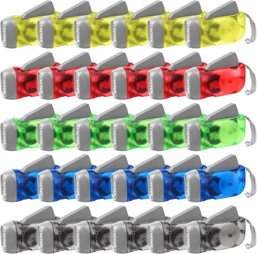 Miniatura 8 de Linterna de manivela de mano de 20 piezas, 3 linternas LED, mini lámpara translúcida, sin batería, linterna de mano, potente herramienta