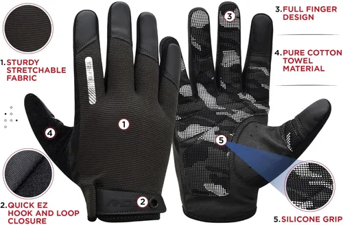 Miniatura 2 de Guantes de levantamiento de peso RDX con soporte para muñecas - Pantalla táctil de dedo completo para gimnasio, transpirables, antideslizantes