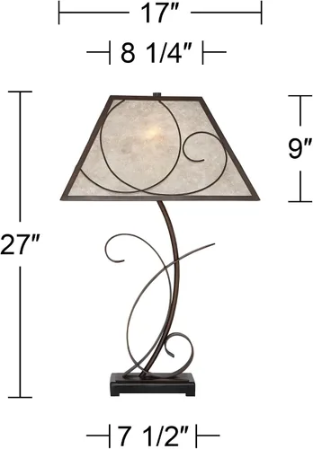 Miniatura 4 de Franklin Iron Works Teri - Lámpara de mesa rústica de 3 vías con núcleo de casa de campo de 27 pulgadas de alto con atenuador y puerto de carga USB
