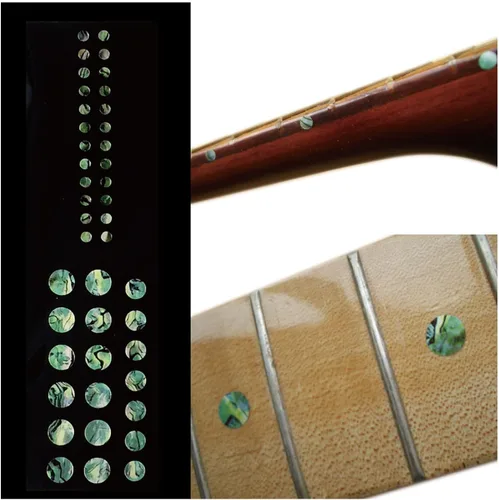 Miniatura 9 de Adhesivos de incrustación para marcadores de diapasón de guitarras y bajo - 0.32 cm Pequeñas marcas laterales en forma de punto - Abulón azul