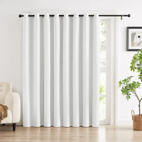 Miniatura 22 de Anpark Cortinas 100% opacas para dormitorio, cortina opaca de lino estilo granja de 84 pulgadas de largo, juego de 2 paneles, cortinas de ventana