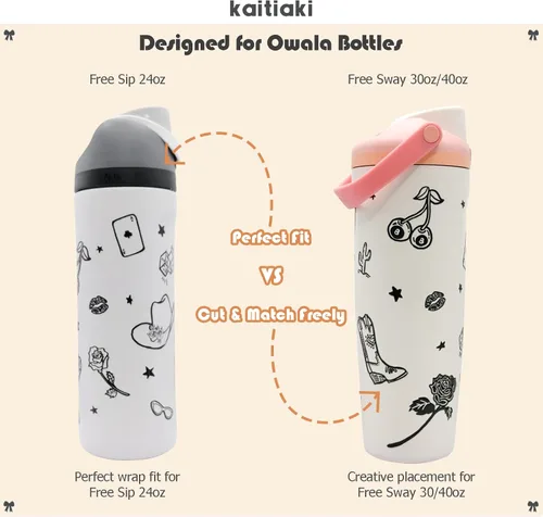 Miniatura 3 de Adhesivo de transferencia UV para botella de agua Owala FreeSip 24oz 30oz 40oz, piel de botella duradera e impermeable, se ajusta al diseño