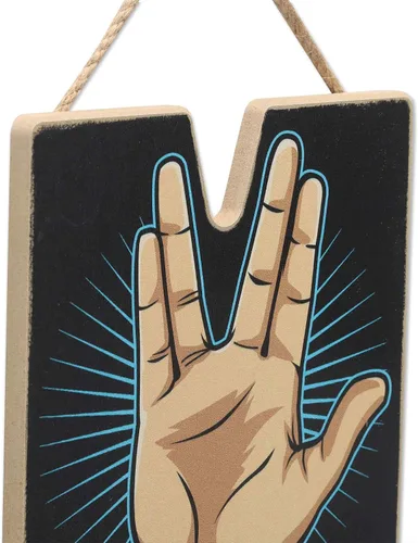 Miniatura 4 de Open Road Brands Star Trek Live Long and Prosper Vulcan Salute - Decoración de pared de madera colgante - Divertido letrero de Star Trek para hombre