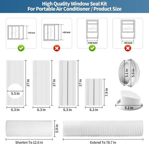 Miniatura 2 de Yipoch - Kit de ventilación portátil para ventana de aire acondicionado que incluye manguera de escape de 6.6 ft de 5.9 pulgadas, cubierta