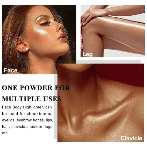 Miniatura 2 de Polvo de resaltado con purpurina, maquillaje para iluminar el rostro natural tridimensional en polvo para resaltador de mejillas.