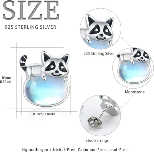 Miniatura 3 de Aretes de plata de ley con diseño de perezoso, caballo, búho, gato, miel, libélula, tiburón, delfín, tortuga, elefante, rana, perezoso, búho, koala