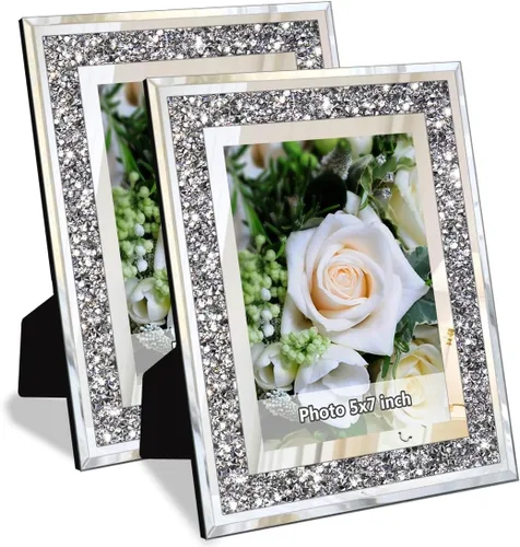 Miniatura 9 de ALLARTONLY Gran Marco de Fotos con Espejo 16x20 Pulgadas con Mate a 11x14 Pulgadas, Diamante Triturado Bling Purpurina para Decoración del Hogar, 2