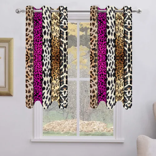 Miniatura 28 de Cortina opaca con estampado de animales salvajes, para oscurecer la habitación, con aislamiento térmico, con ojales para sala, comedor, dormitorio