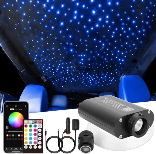 CHINLY Kit de 260 luces de estrella de 16 W, 260 unidades, 6.5 pies, 0.03 pulgadas, luces de fibra óptica RGBW, aplicación y control remoto, kit de