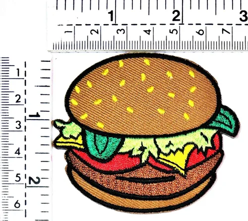 Miniatura 2 de Hamburguesa Hamburguesa Chef Cocina Niños Parche de dibujos animados Comida y bebida Bordado para planchar en apliques para bricolaje, jeans