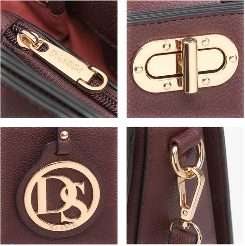 Miniatura 6 de Dasein Bolsos de mano para mujer, bolsos de mano con asa superior, bolsos de trabajo, bolsos de hombro con embrague a juego, juego de 2 piezas