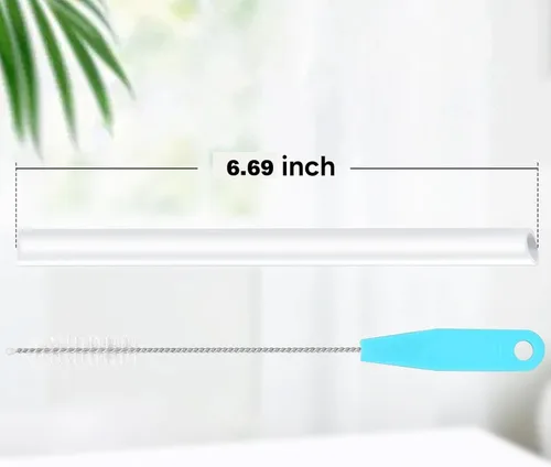 Miniatura 2 de CampTek Pajitas de repuesto compatibles con botella aislada al vacío YETI Rambler de 18 onzas, incluye 5 popotes, 1 cepillo de limpieza