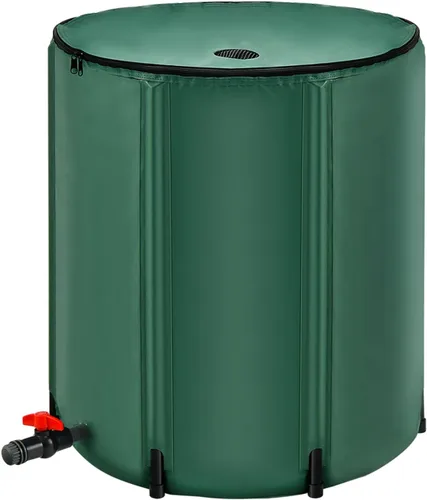 Goplus Barril de lluvia plegable de 53 galones, barriles de lluvia portátiles para recoger agua de lluvia de canalones, sistema de recolección de