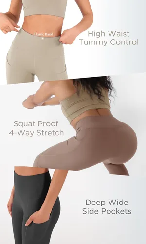 Miniatura 5 de ODODOS - Leggings tipo capri de mujer, no se traslucen y modelan el abdomen, con cintura alta y bolsillos para hacer yoga, atletismo, ejercicio