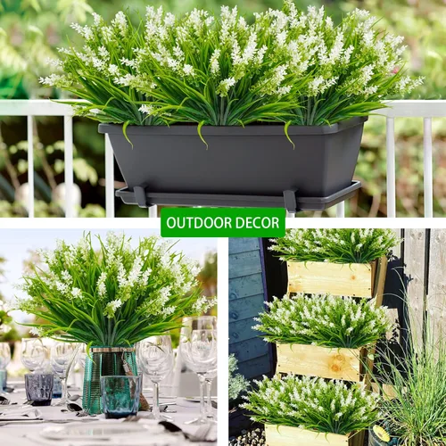 Miniatura 4 de Agusbagli 24 paquetes de plantas falsas de césped artificial, mono, vegetación de hierba de mono, resistente a los rayos UV, arreglo de arbustos