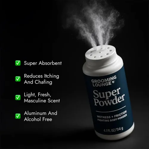 Miniatura 3 de Grooming Lounge Super Powder - Defensa de olor, picazón y rozaduras para la ingle, el cuerpo y los pies - Control de fricción y exceso de sudor
