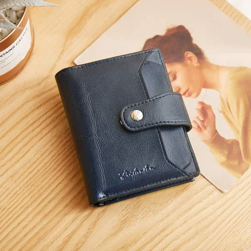 Miniatura 6 de BOSTANTEN - Billetera de cuero para mujer con bloqueo RFID, pequeña, con cremallera, de bolsillo, para tarjetas, con ventana para documento