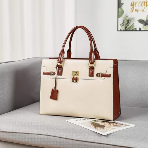 Miniatura 3 de BOSTANTEN Maletín para mujer de 15.6 pulgadas, bolso de cuero para laptop vintage, elegante bolso de negocios para abogadas, bolsa de trabajo