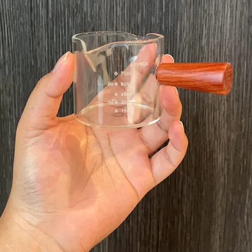 Miniatura 2 de Tazas medidoras de espresso con asa, vaso de chupito de espresso de 2.5 onzas, accesorios de barista, tazas pequeñas de vidrio de borosilicato