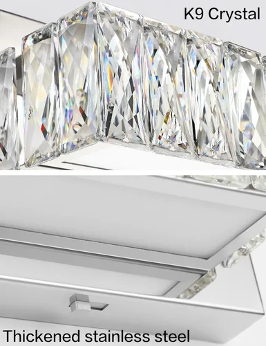 Miniatura 8 de Luces de tocador de cristal para baño, barra de luz LED de 18 W, accesorios de iluminación cromados modernos sobre espejo para baño de 22.8 pulgadas