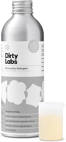 Dirty Labs | Sin olor | Detergente bio-líquido para ropa | 32 cargas (8.6 onzas líquidas) | Hiperconcentrado | Alta eficiencia y lavado a máquina