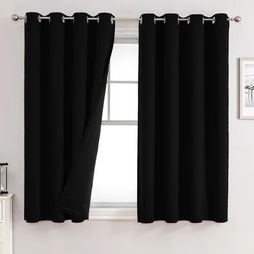 Miniatura 28 de ChrisDowa - Cortinas 100% opacas, para dormitorio, con forro negro, 2 capas gruesas, aislamiento térmico y ojales, 63 pulgadas de largo, juego de 2