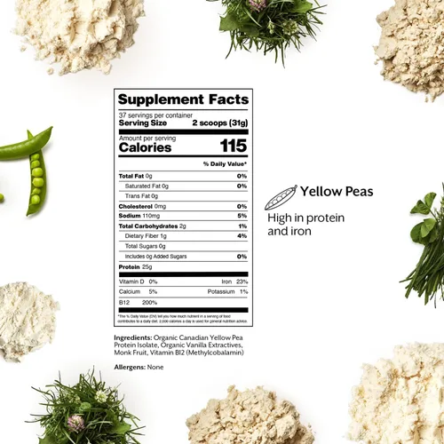 Miniatura 3 de ProMix Nutrition proteína en polvo vegana, 25g de proteína de guisantes amarillos canadienses a base de plantas, Vitamina B12, BCAA - Vainilla - 5