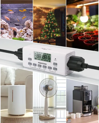 Miniatura 8 de NEARPOW - Temporizador digital para lámpara con dos tomas, temporizador programable en la puerta, temporizador de salida para luces, 10 programas