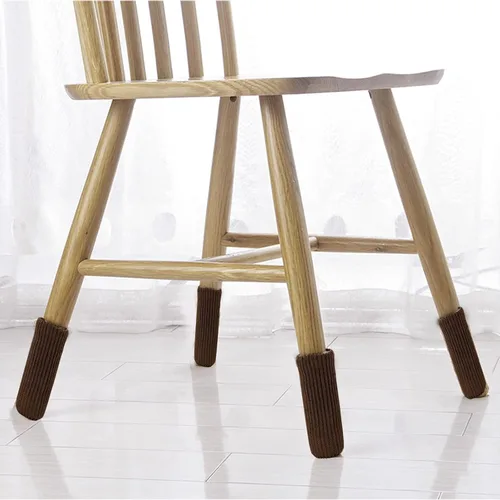 Miniatura 6 de 24 piezas de calcetines para patas de muebles - Calcetines de muebles de punto color café, protectores de piso para patas de silla de doble grosor
