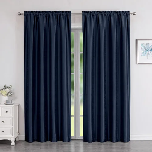 Miniatura 23 de Chyhomenyc Uptown - Cortinas negras de 24 pulgadas de largo, 2 paneles, cortinas cortas de seda sintética para oscurecer la habitación, cortinas