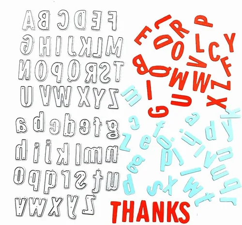 Metal Capital 26 letras troqueladas minúsculas 26 troqueles de corte del alfabeto, plantillas en relieve, molde de plantilla para decoración de