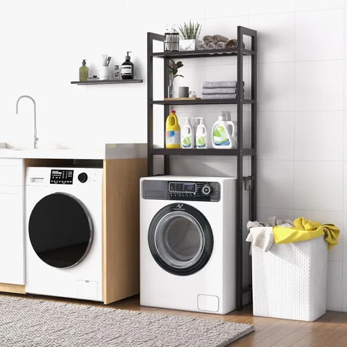 Miniatura 4 de LOKO Estante de almacenamiento de 3 niveles sobre el inodoro, organizador de baño con dispositivo antivuelco, 3 ganchos, soporte de metal sobre