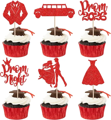Miniatura 36 de 24 piezas de decoración de cupcakes de graduación para fiesta 2026, selecciones de cupcakes de noche de graduación 2026, decoraciones para pasteles