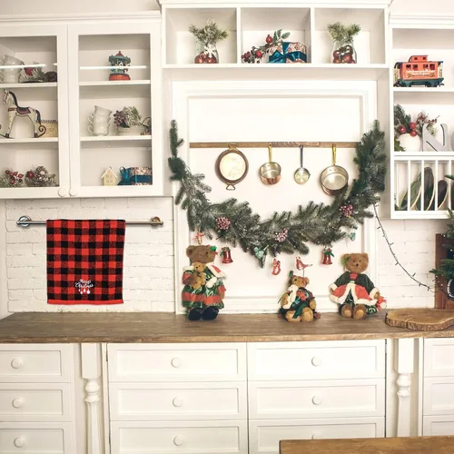 Miniatura 7 de MCEAST Paquete de 3 toallas de mano de Navidad, 18 x 14 pulgadas, color rojo y negro, a cuadros, suaves, toallas de algodón puro para baño, cocina