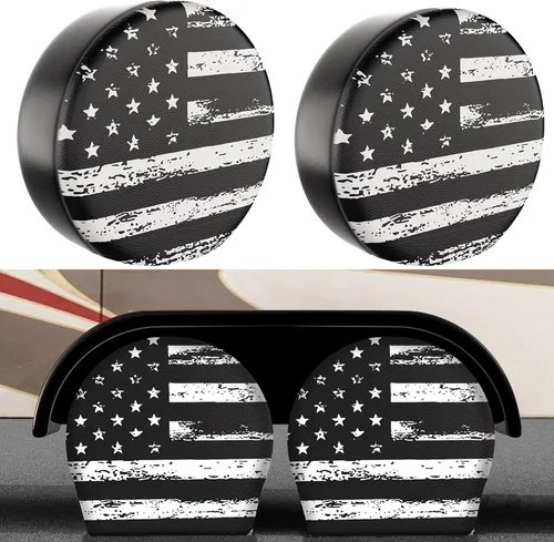 Miniatura 12 de Moonet Paquete de 2 fundas de cuero sintético grueso para llantas, protectores de ruedas resistentes para camiones, SUV, autocaravanas, cámper
