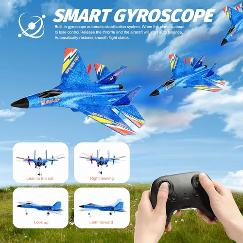 Miniatura 5 de SU27 RC Fighter Plane Principiante Avión RC 6-Axis Estabilizador Automático Control Remoto Aeronave Planeador Listo para Volar Resistente a Choques