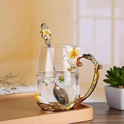 Miniatura 6 de Taza de té, Regalos para el Día de la Madre, Tazas de café, Taza de té de vidrio con flor de lirio, Ideas únicas personalizadas para regalos