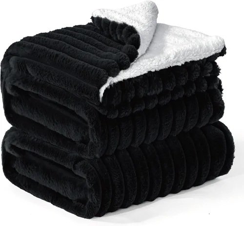 Miniatura 20 de INFIIXSO Manta de forro polar Sherpa tamaño Queen – Forro polar a rayas súper suave y cálido, acogedora manta de cama grande de felpa mullida