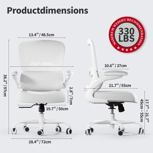 Miniatura 2 de Silla de oficina – Silla de escritorio ergonómica con soporte lumbar ajustable, silla de computadora de malla, silla ejecutiva para oficina en casa