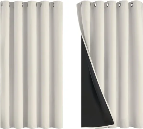 Miniatura 95 de Yakamok Cortinas negras, cortinas de ventana con aislamiento térmico y eficiencia energética para dormitorio, cortinas opacas completas y cortinas