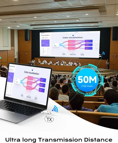 Miniatura 5 de AYY Kit transmisor y receptor HDMI inalámbrico 5G, extensor HDMI 4K con rango de 164 pies, adaptador de pantalla inalámbrico Plug & Play