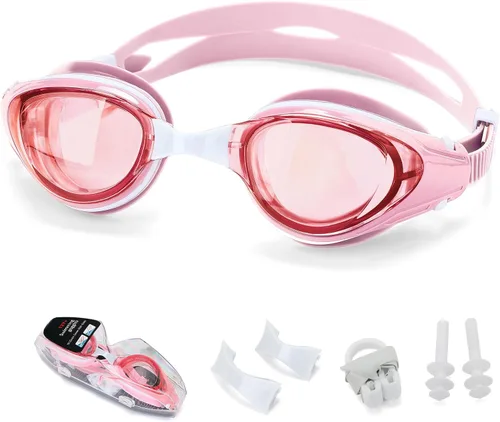 Gafas de natación miope, antivaho, doble correa, hebilla automática, gafas de natación de visión corta para hombres, mujeres, adultos y jóvenes